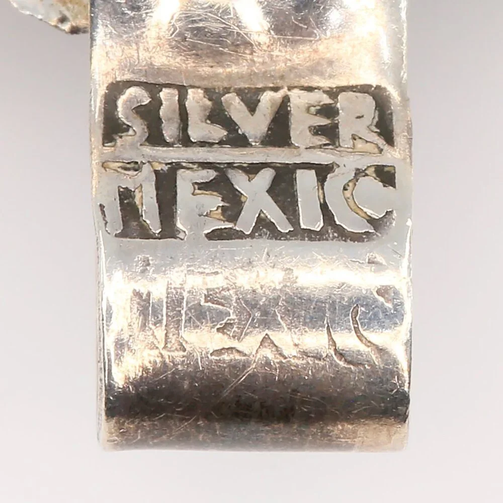 Vintage Mexican Silver Large Cabbage Floral Five Link Chunky Bracelet 1940s